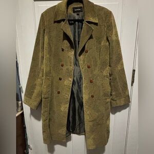 Express Paisley Trench Coat in Olive and Gray